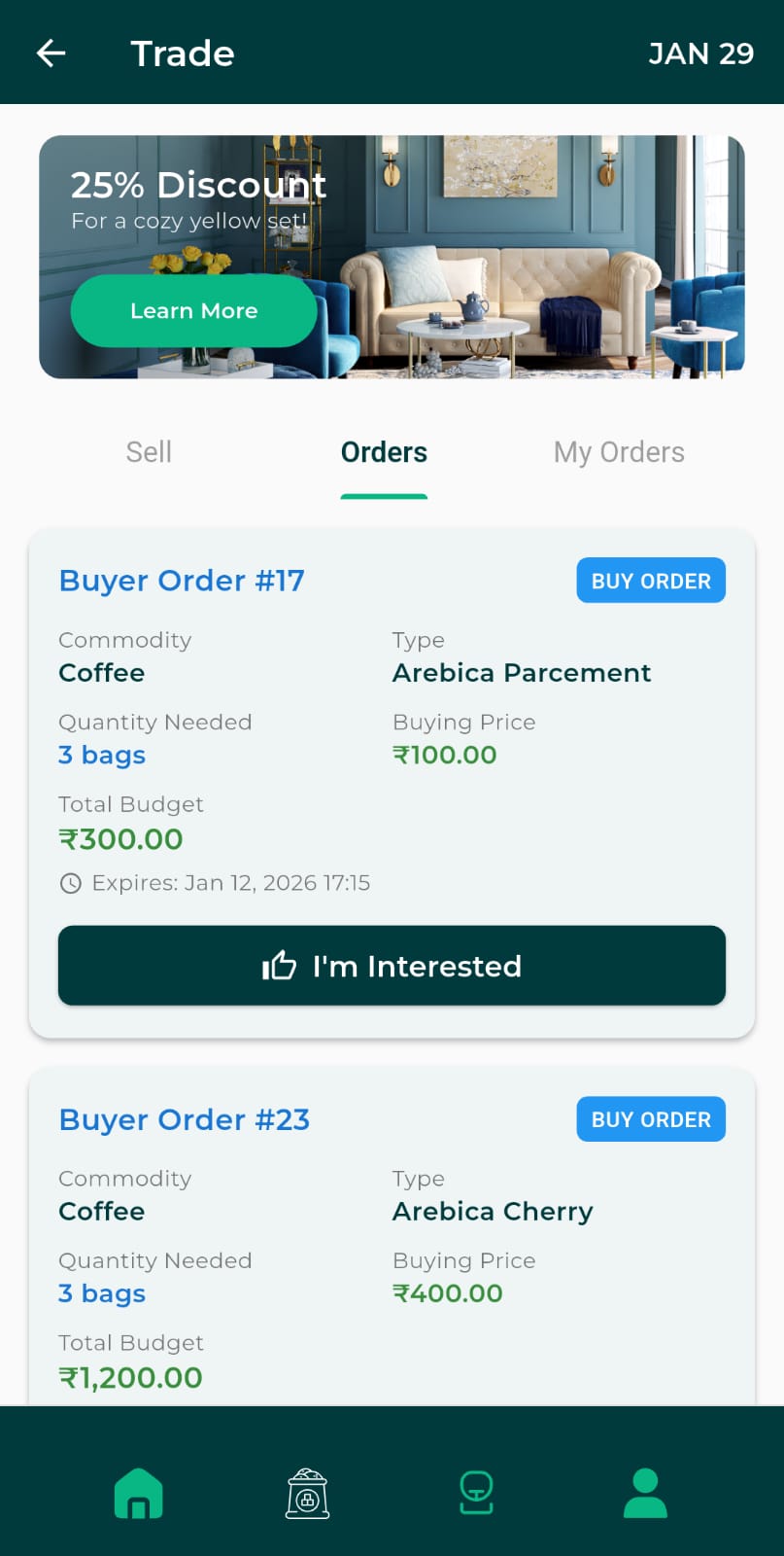 CropBean Register Screen